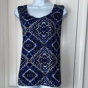 212 Collection Navy and White Geometric Tank Top size Large